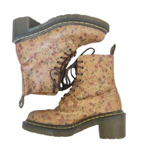 Dr. Martens Tan Floral Combat Boots